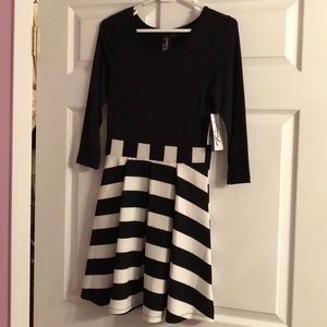 Black and white striped dress
